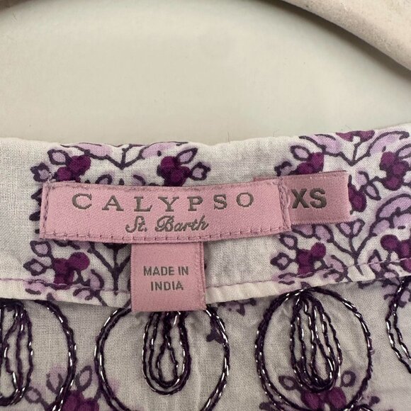 Calypso St. Barth Embroidered Tunic T-Shirt Dress Floral Boho 100% Cotton - XS - Picture 3 of 6
